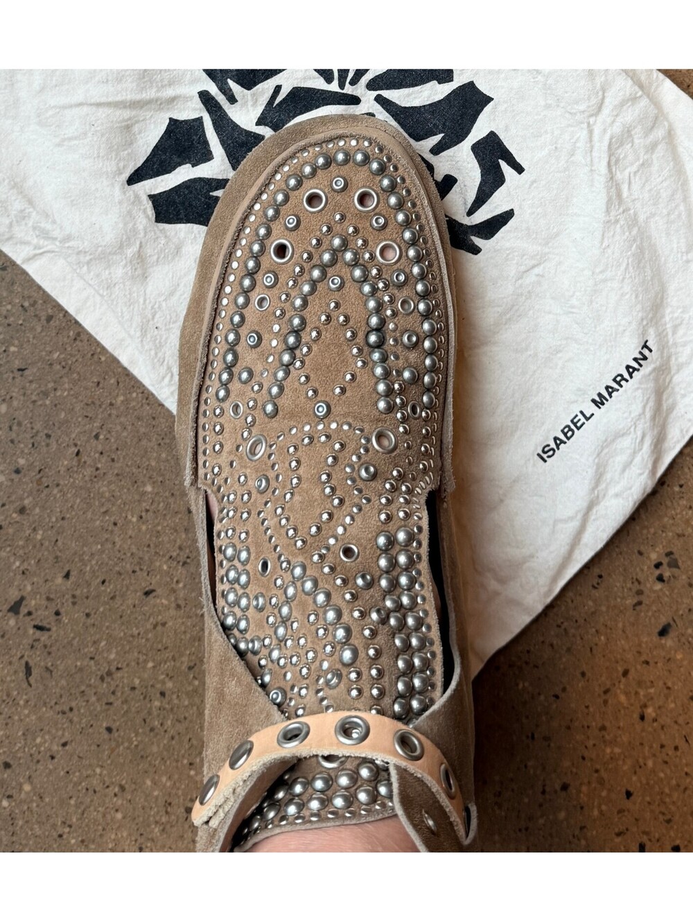 Isabel Marant Morley Taupe Suede Studded Moccasin Ankle Boots Rare - Size 39 - Picture 6 of 7